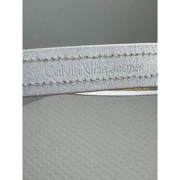 Calvin Klein Belt White Leather Floral Geometric Design India Large Vtg Boho main image 7